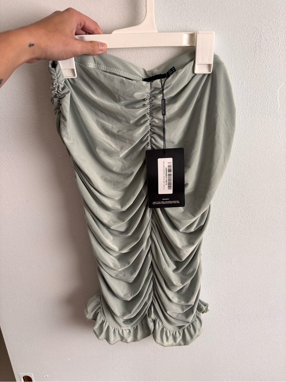 Pretty little thing  Sage Green Ruched Mini Skirt